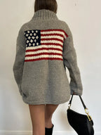 American flag-patterned turtleneck sweater