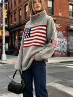 American flag-patterned turtleneck sweater