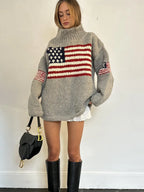 American flag-patterned turtleneck sweater