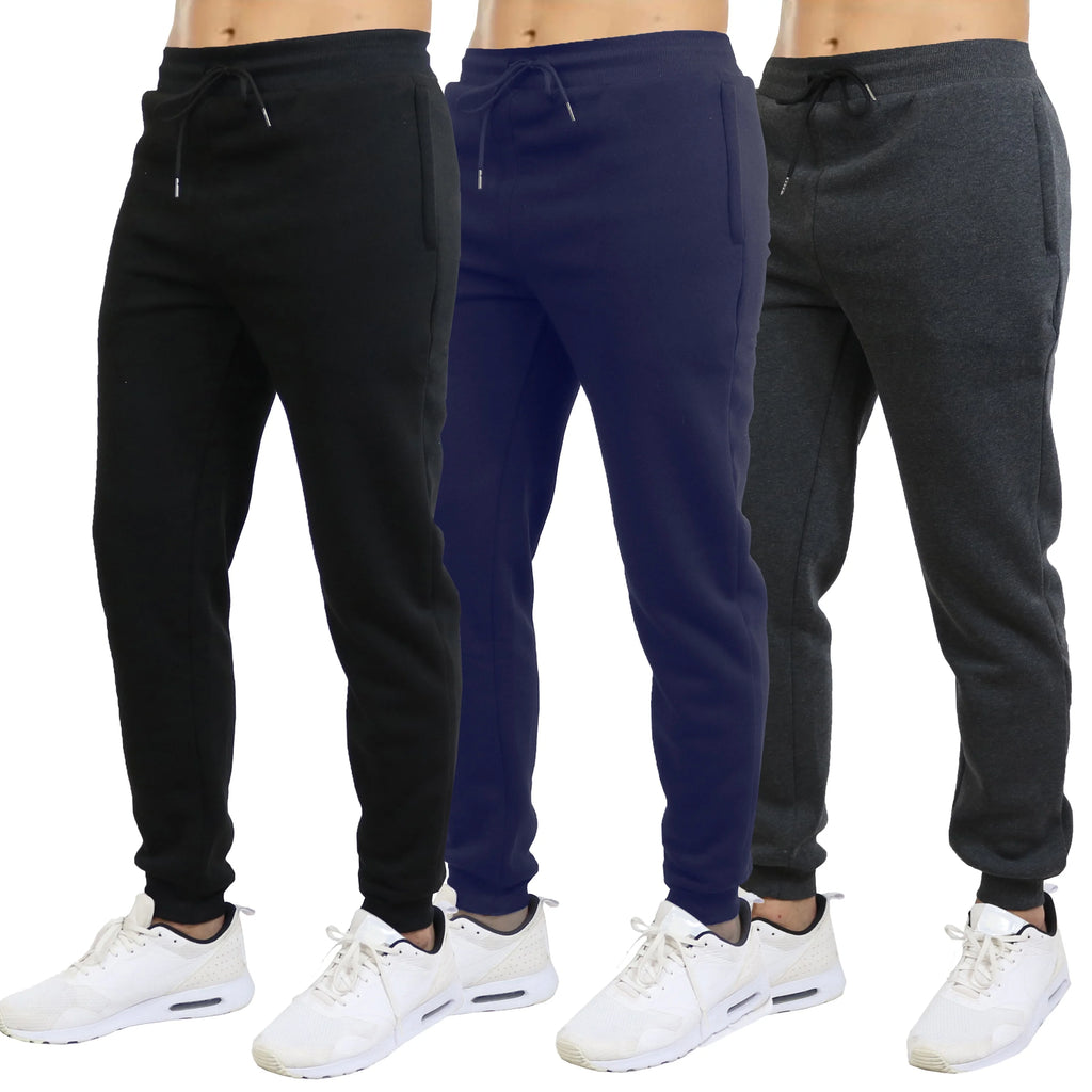 3-Pack Men's Slim Fit Fleece Jogger Sweatpants
