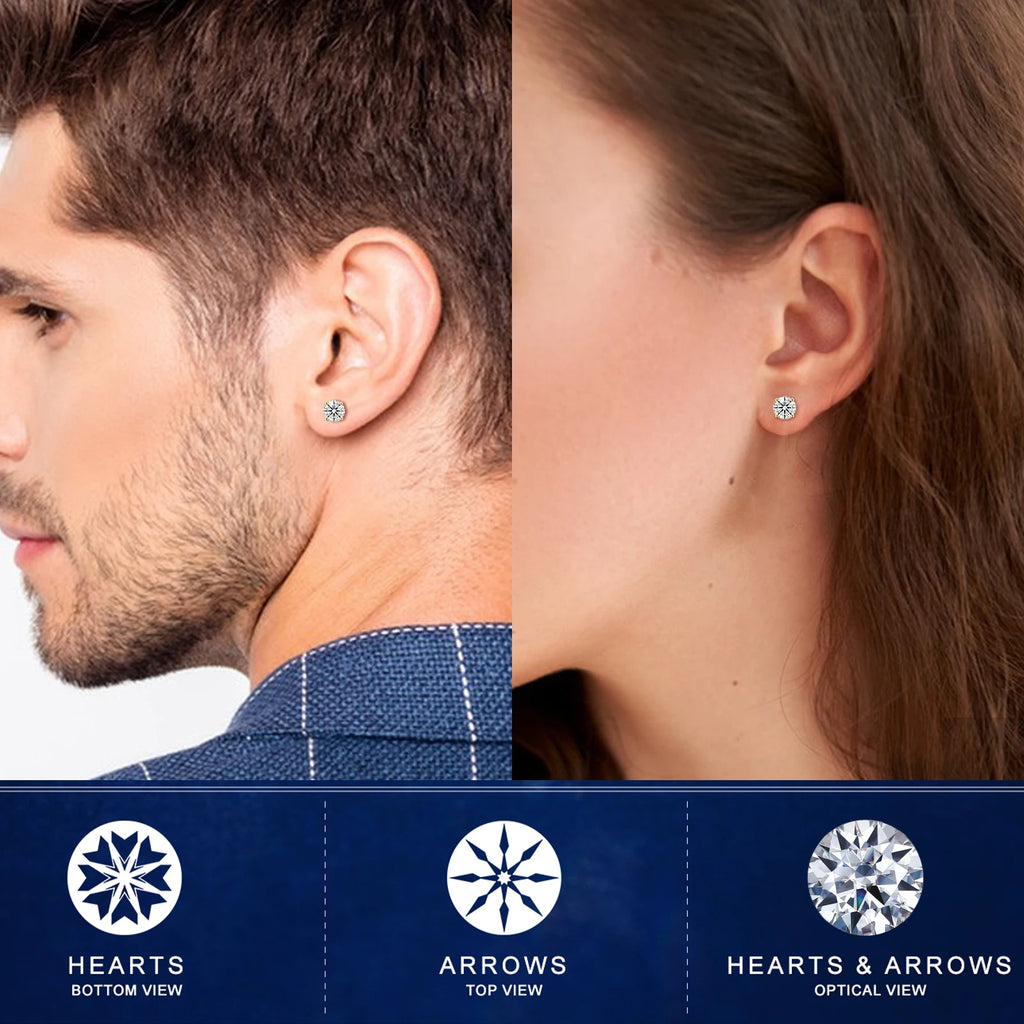 Moissanite Studs Earrings 925 Sterling Silver Gold Plated