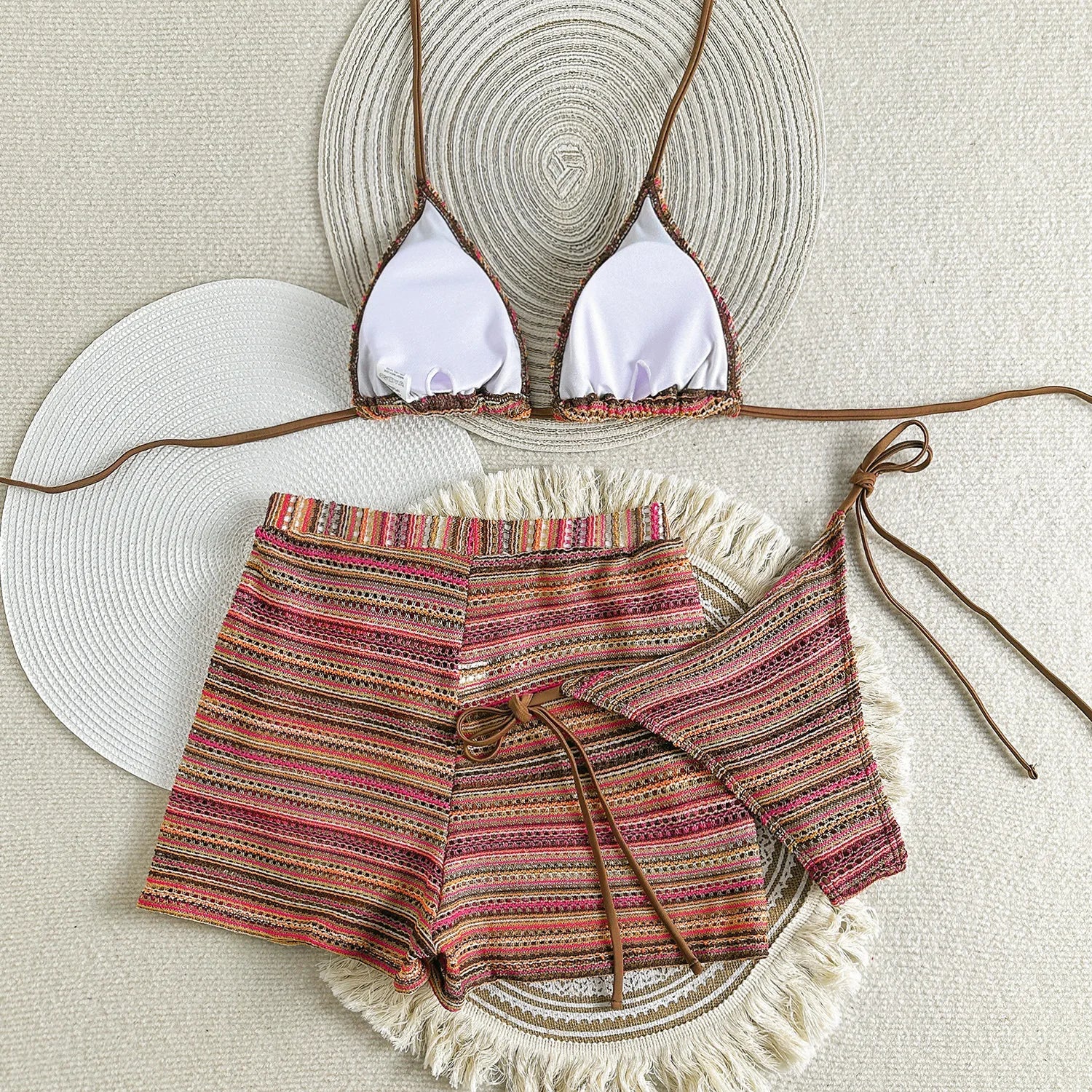 Knitted Halter Tie Bikinis Sets