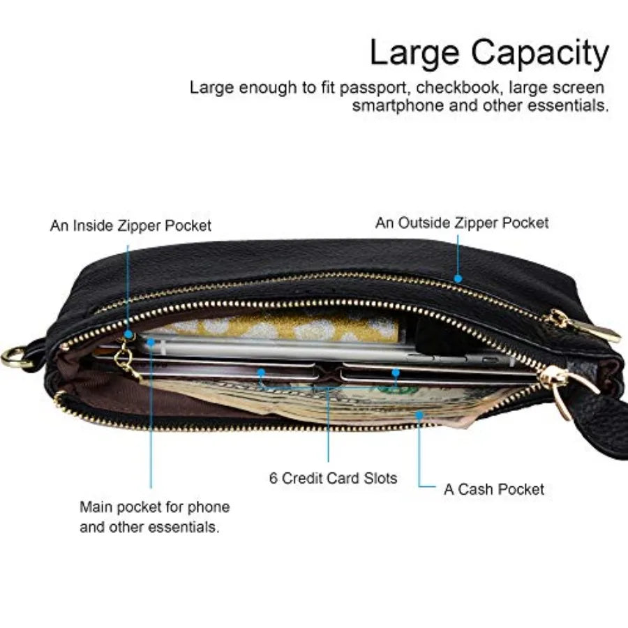 Genuine Leather Wristlet Clutch