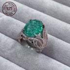 Oval 925 Silver Blue Green Tourmaline Ring