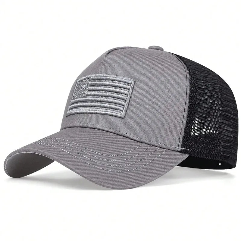 American Flag Embroidery Baseball Net Caps