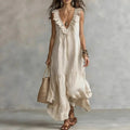 V-neck large swing dress