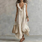 V-neck large swing dress
