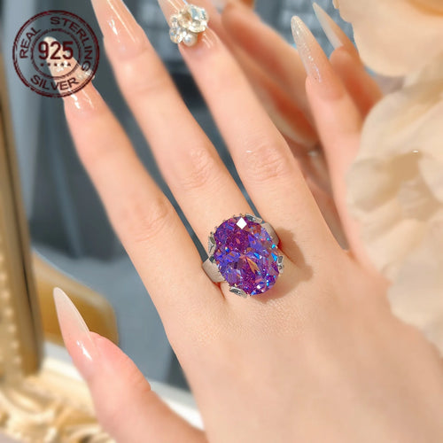 925 Sterling Silver Oval Light Amethyst Rings
