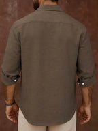 Linen Blend Long Sleeve Casual Shirt