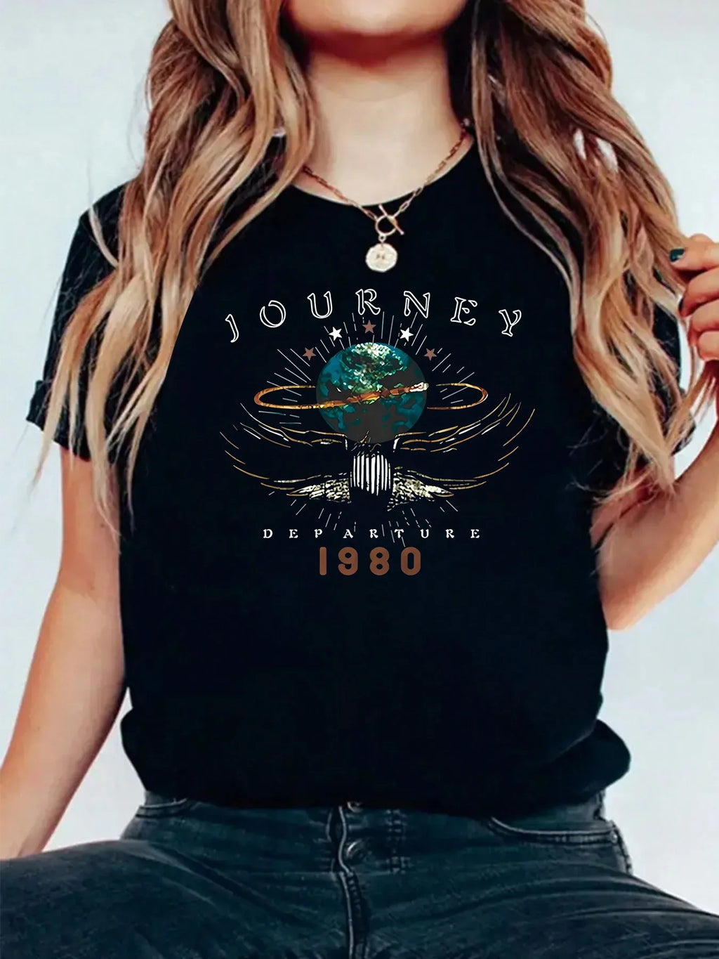 Vintage 1980 Journey Departure Print T-Shirt