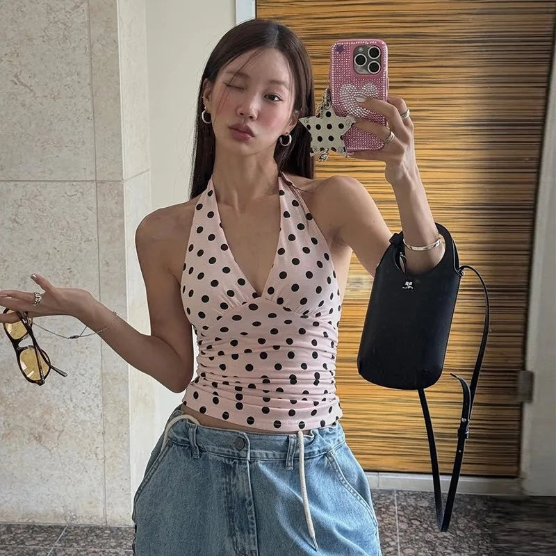 Polka Dot Halter Tank Top