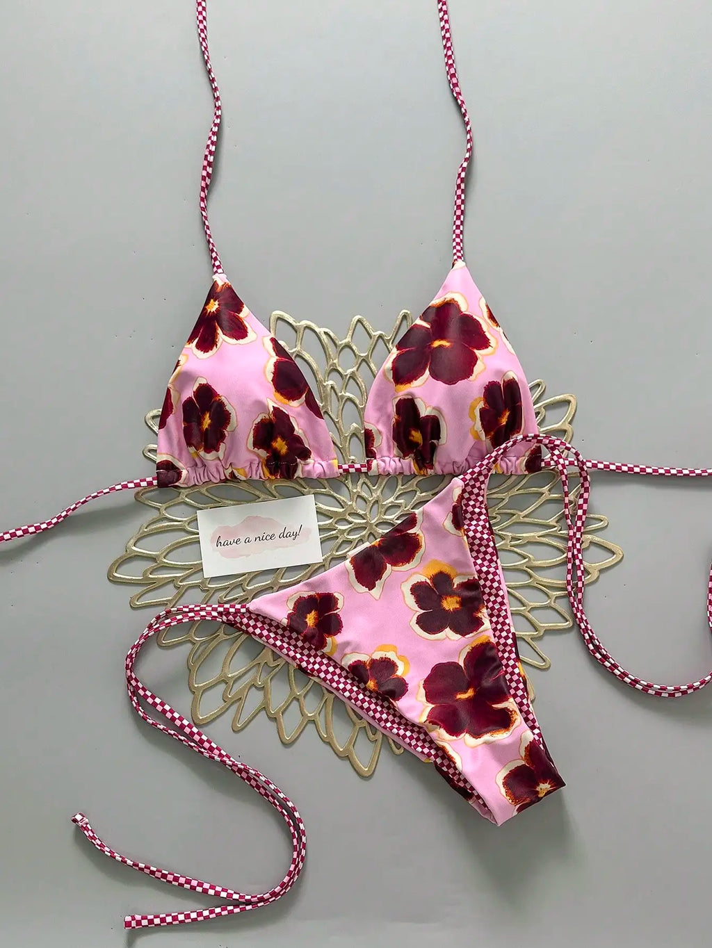 2pcs Retro Floral Bikini