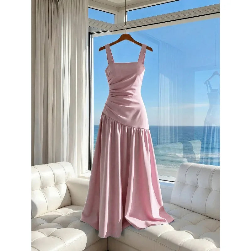 Cami Straps Casual Flared Long Dress