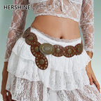 Elegant Patchwork Belt with Stylish Floral Buckle