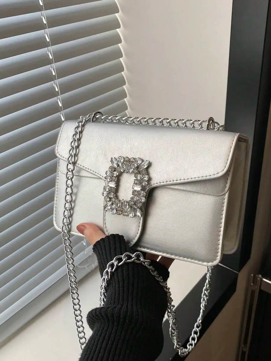 Rhinestone Decor Crossbody Bag