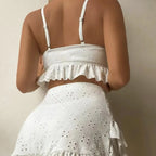 Lace Hip Skirt Swimsuit Three-piece