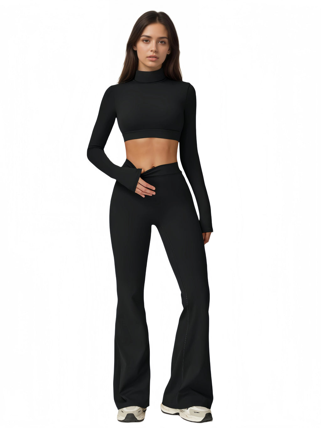 High-Neck Long-Sleeve Yoga Set