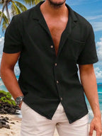 Tropical Palm Leaf Print Hawaiian Shirt