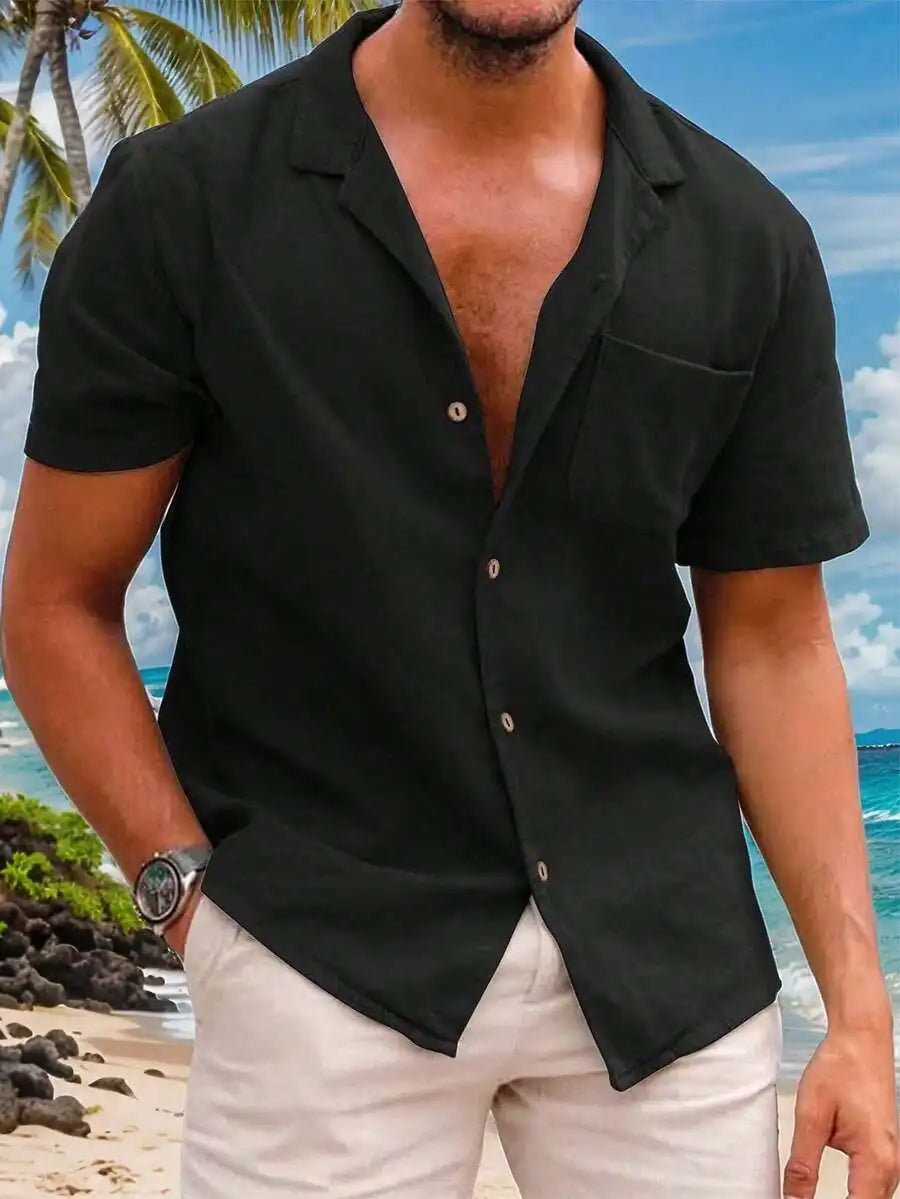 Tropical Palm Leaf Print Hawaiian Shirt