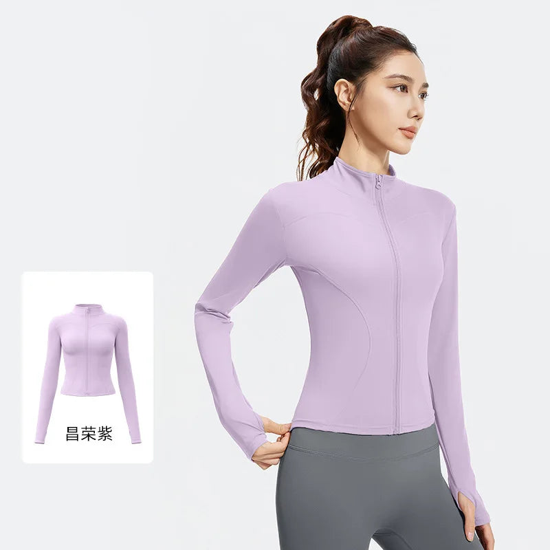 Zipper Long Sleeve Sports Jacket Women Fitness Yoga Shirt Gym Top Activewear Running Coats Push Up Workout Clothes Woman Jacket
