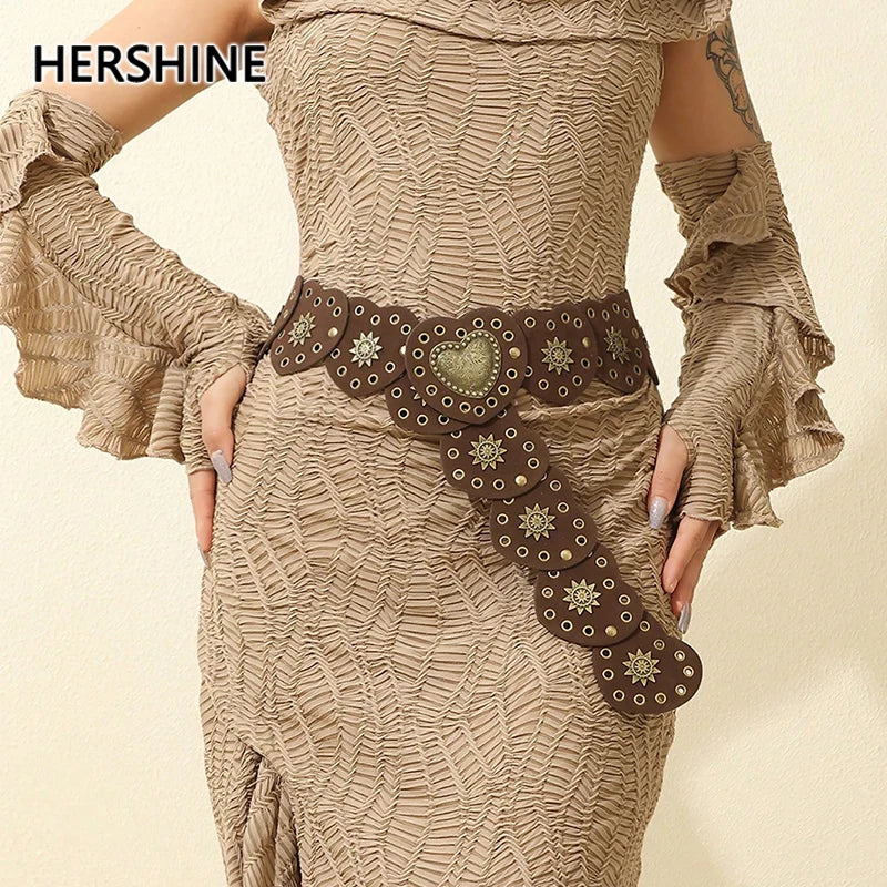 Fashion Heart-Shaped Velvet Patchwork Belt