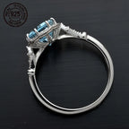Vintage 925 Sterling Silver Ring Sea Blue
