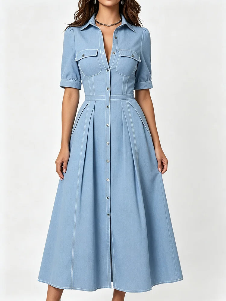 Lapel Shirt Dress