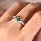 S925 Sterling Silver Green Moissanite Marquise Ring