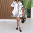 V-neck Bubble Sleeve Dress