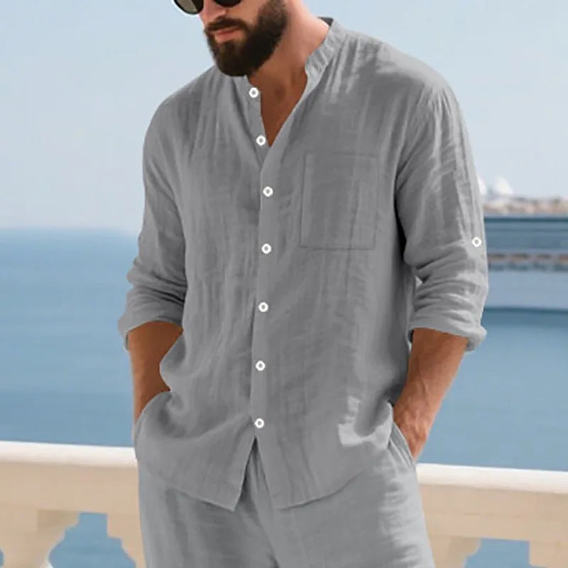 Linen Button Down Long Sleeve Shirt