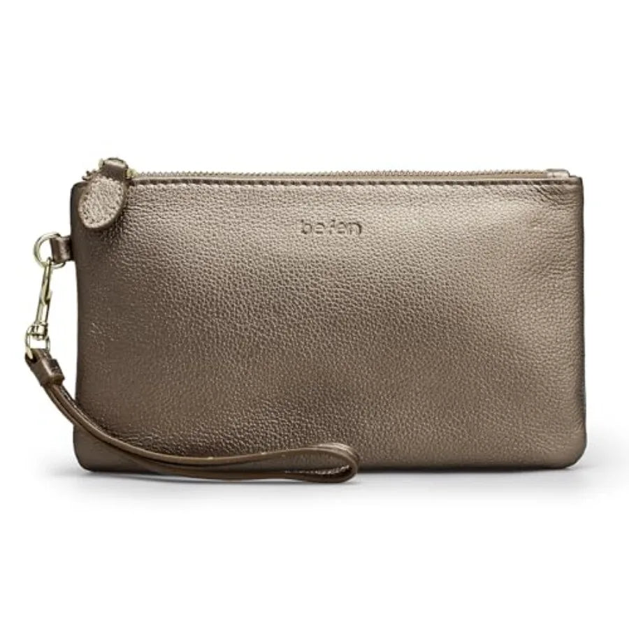 Genuine Leather Wristlet Clutch