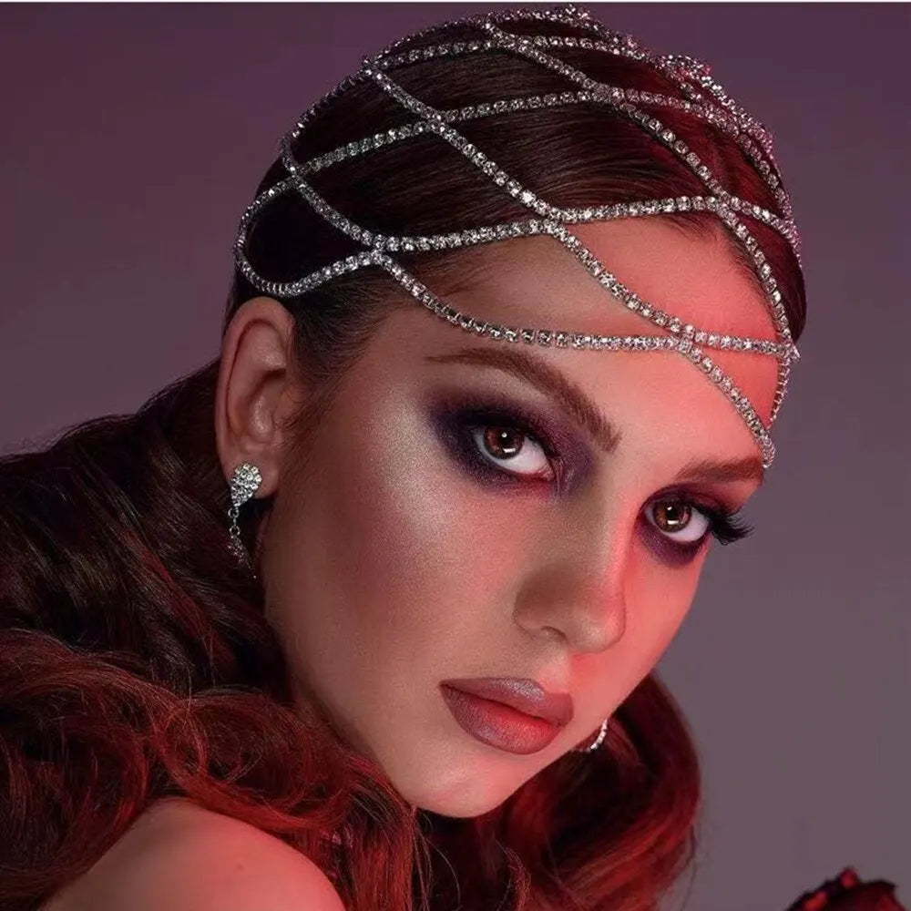 Stonefans Mesh Hair Accessories Luxury Designer for Women Girl Ornaments 1920s Gatsby Gift Forehead Wedding Headpiece Bride 2024