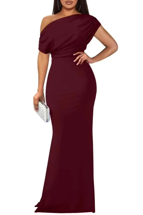 Off Shoulder Slim Fit Maxi Dress