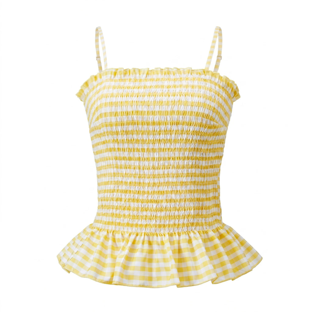Smocked Spaghetti-Strap Tank Top