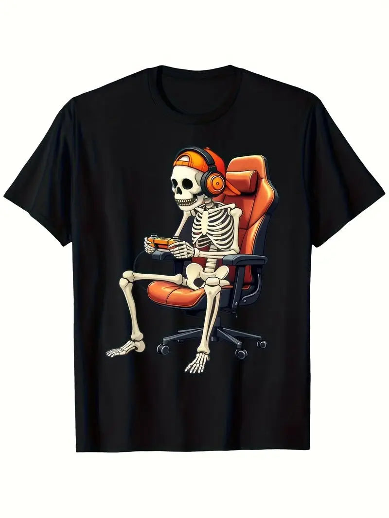 Retro Skeleton Video Game Graphic Tee