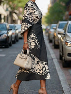 Butterfly Print Batwing Kimono-Style Loose Silhouette