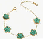 Stainless Steel Women's Clover Bracelet & Bangle Set
