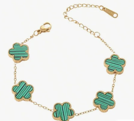 Stainless Steel Women's Clover Bracelet & Bangle Set