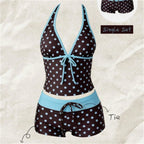 Pink Dot Halter Backless Swimsuit
