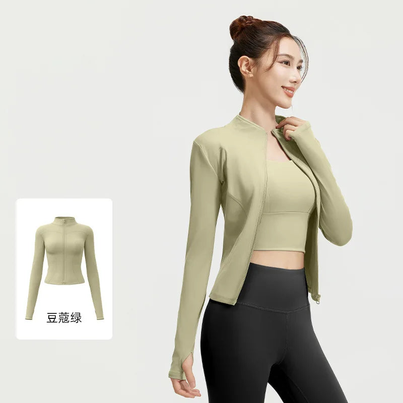 Zipper Long Sleeve Sports Jacket Women Fitness Yoga Shirt Gym Top Activewear Running Coats Push Up Workout Clothes Woman Jacket