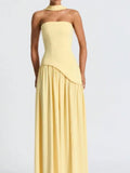 Women Fashion Sexy Solid Halter Dress