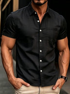 Slim Fit Linen Short Sleeve Shirt