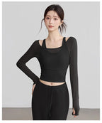 Yoga Tops with Chest Pads Long-sleeved