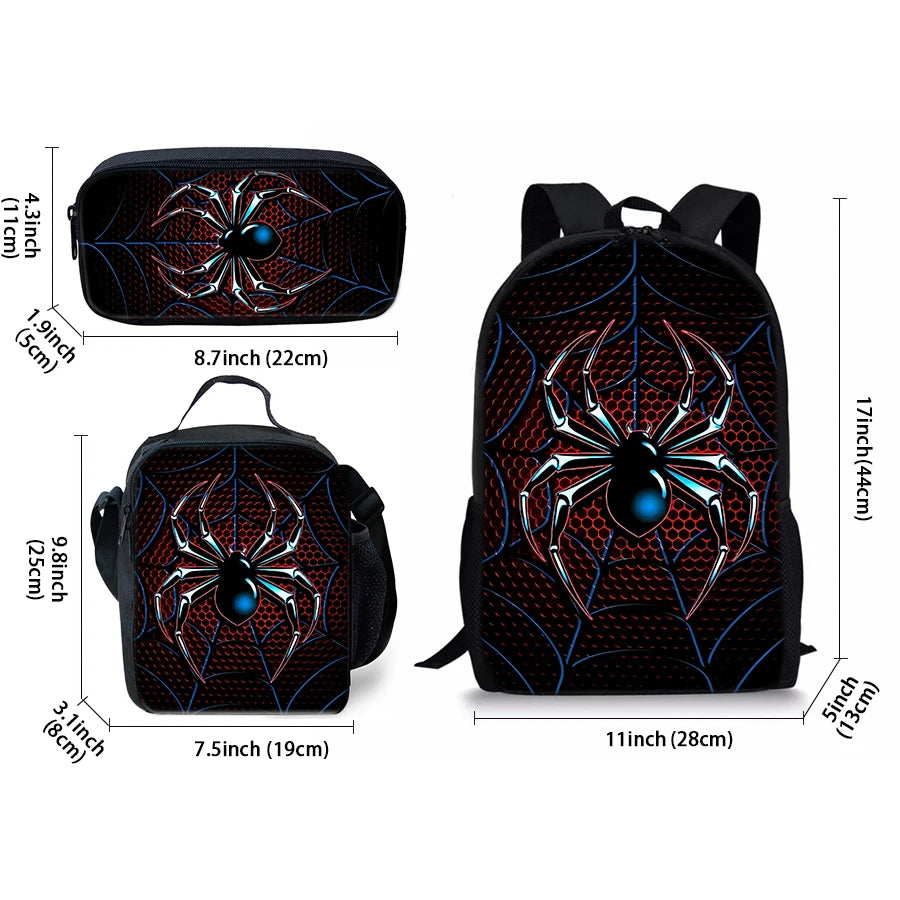 Spider Pattern Three Piece Set Backpack