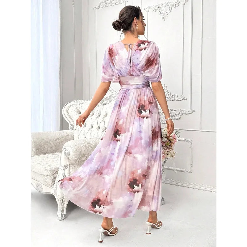 Floral Printed Batwing Sleeve Dress