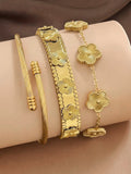 Stainless Steel Women's Clover Bracelet & Bangle Set