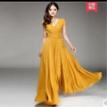 V-neck Short-sleeved Chiffon Dress