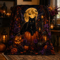 Black Cat Halloween Flannel Fleece Throw Blanket