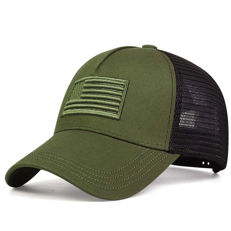 American Flag Embroidery Baseball Net Caps