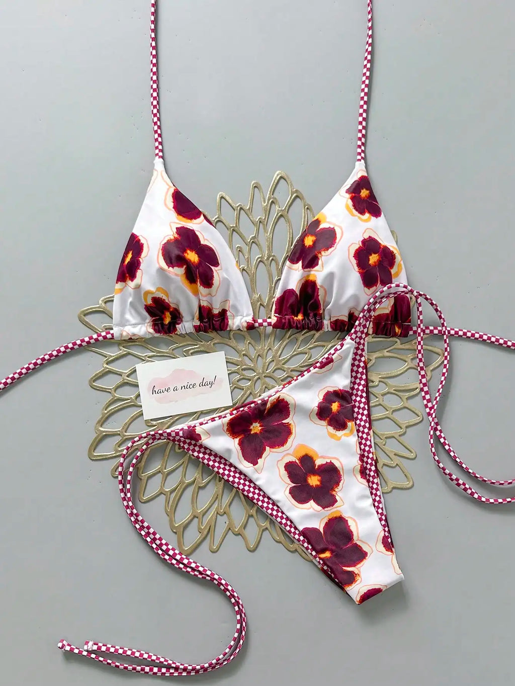 2pcs Retro Floral Bikini